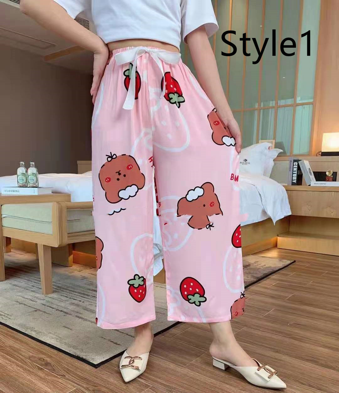 Cotton Silk Pajama Pants, Thin Cotton Silk Wide-leg Pants, Home