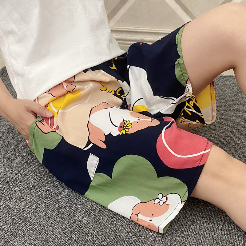 Summer Women's Pajama Pants Cotton Silk Shorts Home Loose