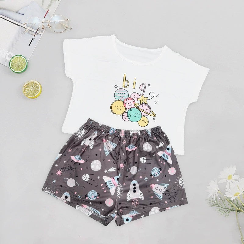 Ladies Vest Short Sleeve Shorts Cotton Pajama Set