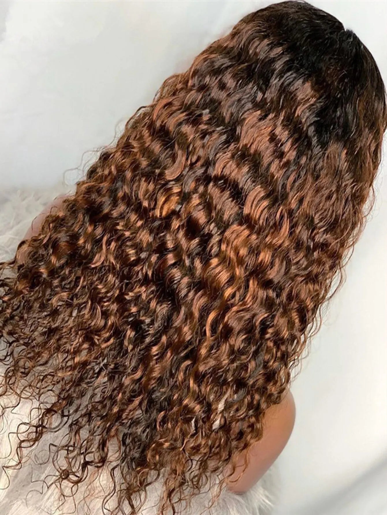 Natural Ombre 1B Brown Soft 26 Long Kinky Curly 180Density Synthetic Lace Front Wig High Temperature Cosplay Glueless Daily