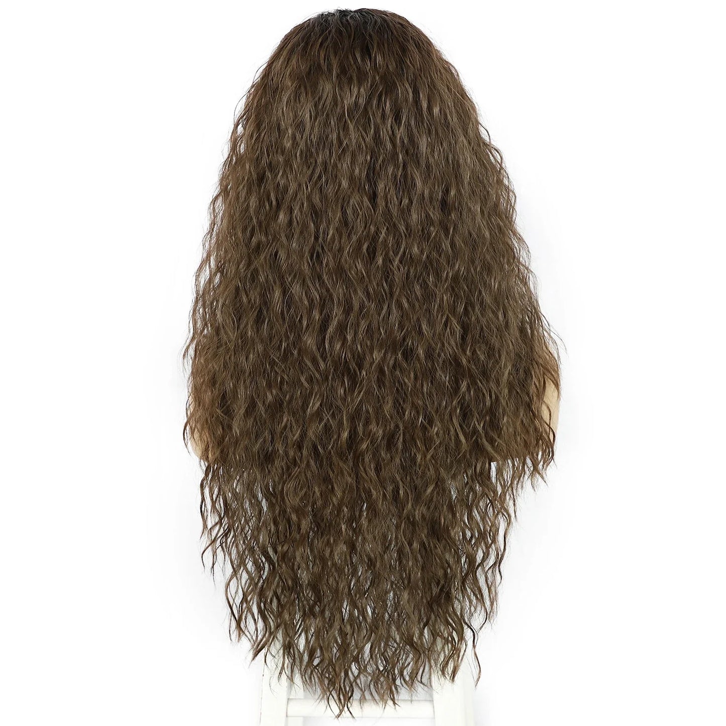 2023 Autumn Synthetic 13x3 Lace Front Wig Ombre Roots Brown Kinky Curly Wig Soft Transparent Lace Front Wig for Women Daily