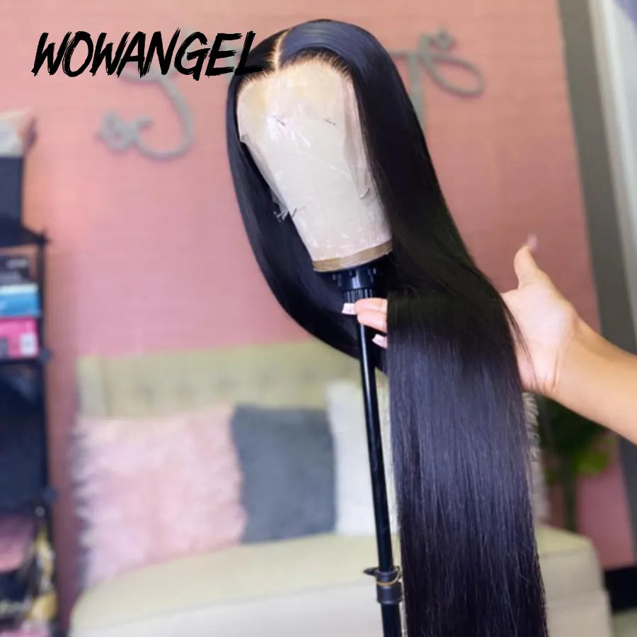 34inch Jet Black 13x6 HD Lace Front Wigs Straight Glueless Wig Human Hair Ready to Wear HD Lace Human Hair Wigs Brazilian Hair