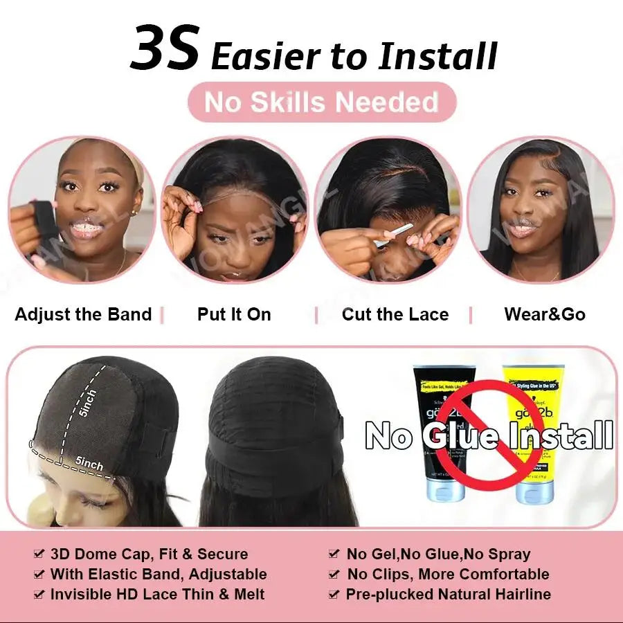 Wow Angel 7x7 HD Lace Closure Wigs 34inch Body Wave Wigs Remy Hair 6x6 HD Lace Closure Human Hair Wigs Pre Plucked Glueless Wigs