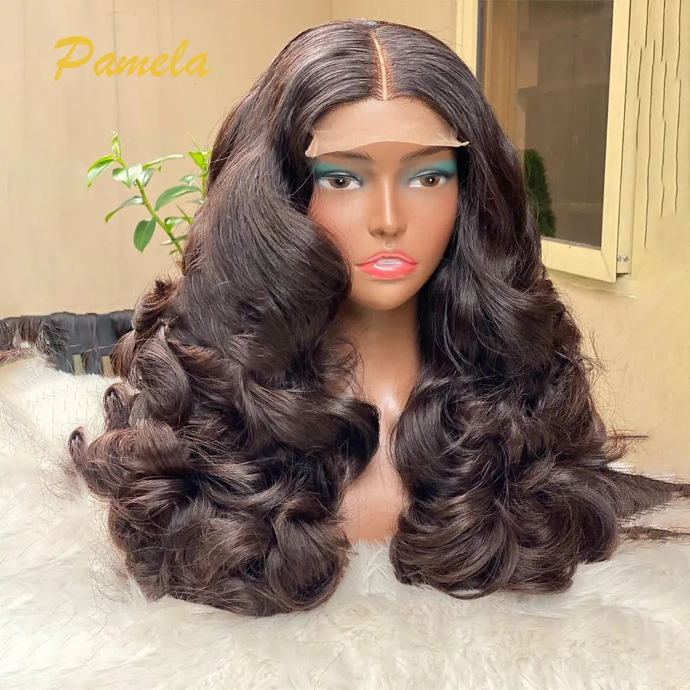 Super Double Drawn 250% Density Loose Wave 13X6 HD Transparent Lace Frontal Glueless Wig Preplucked Human Hair Ready To Go