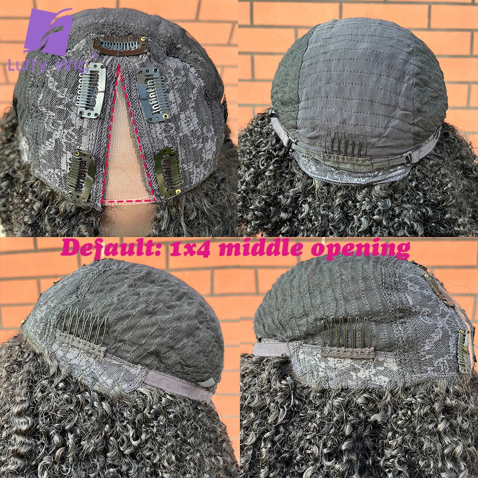 Glueless V Part Wig Kinky Curly Brazilian Human Hair No Leave Out Upgrade U Part Afro 4B 4C Deep Curl V Shape Wigs For Women
