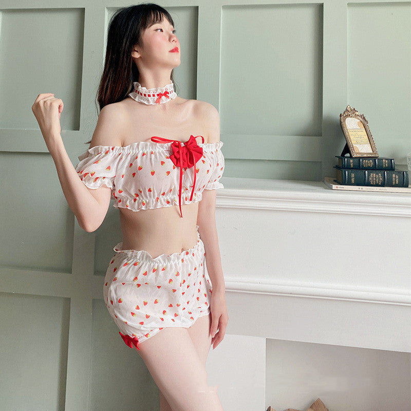 One-shoulder Perspective Split Teasing Temptation Pajama Set
