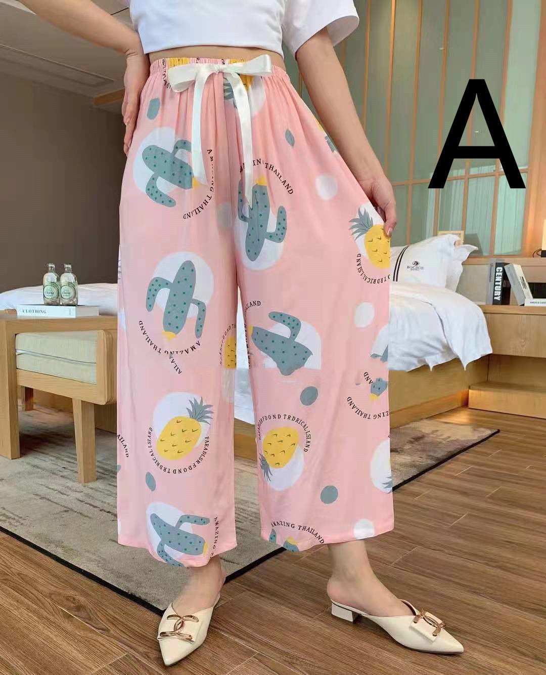Cotton Silk Pajama Pants, Thin Cotton Silk Wide-leg Pants, Home