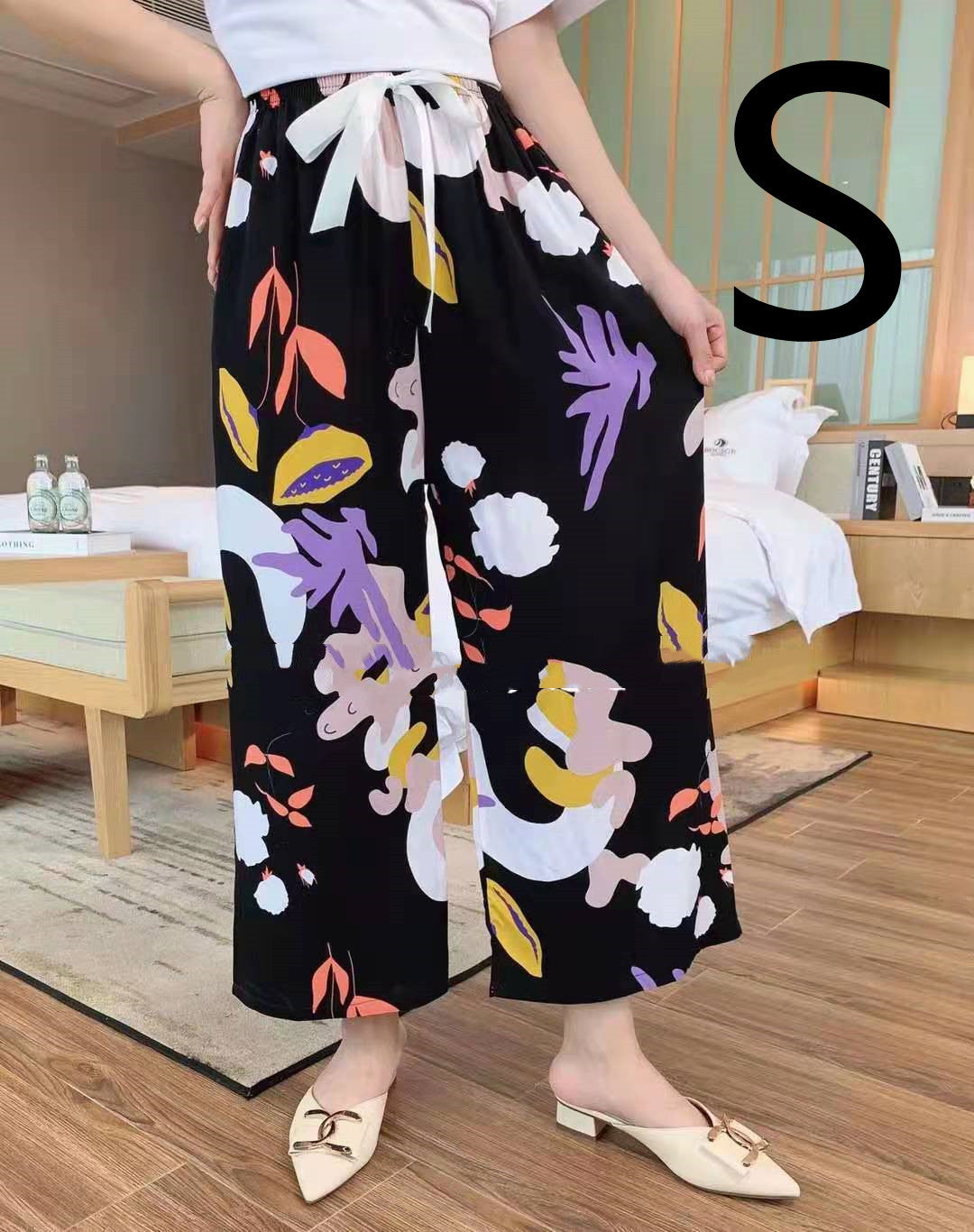 Cotton Silk Pajama Pants, Thin Cotton Silk Wide-leg Pants, Home