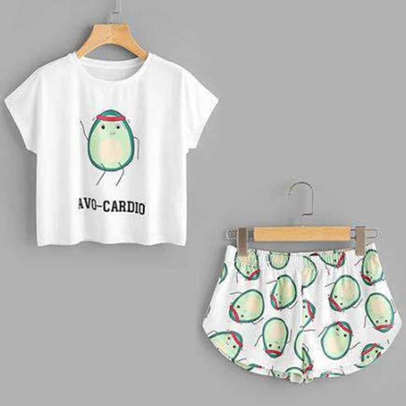 Ladies Vest Short Sleeve Shorts Cotton Pajama Set