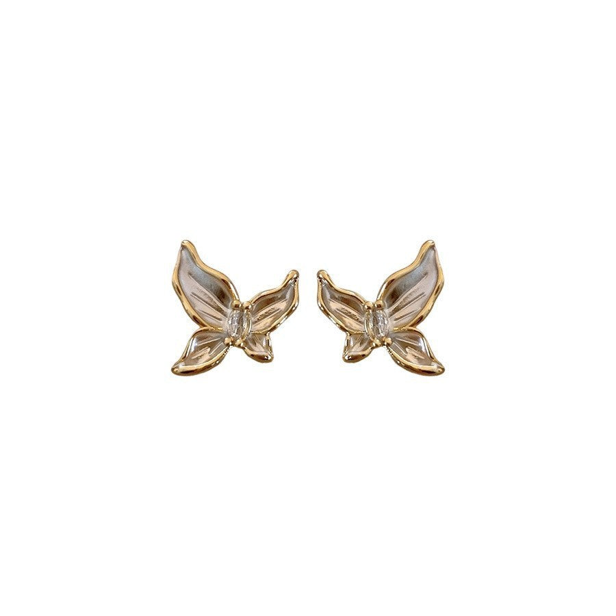 Women's Unique Design White Oil Butterfly Earrings
