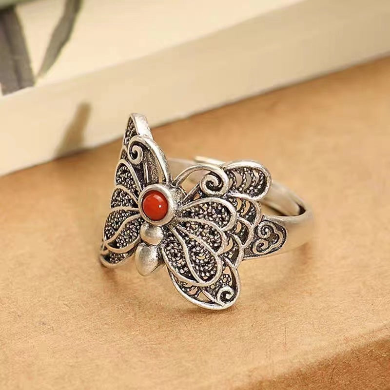 Chinese Style Bow Opening Adjustable Ring Ladies
