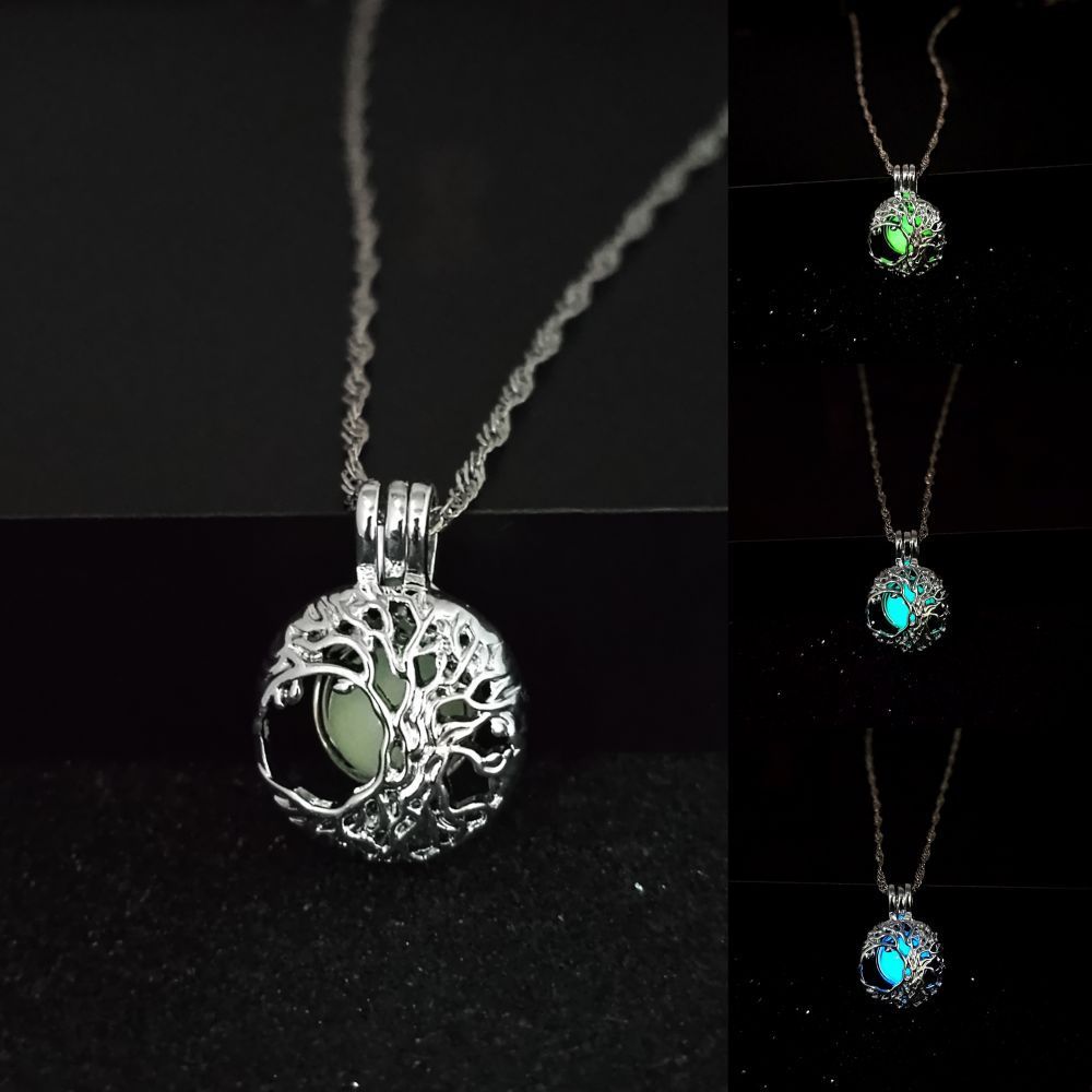 Hollow Open Lucky Tree Noctilucent Necklace Women