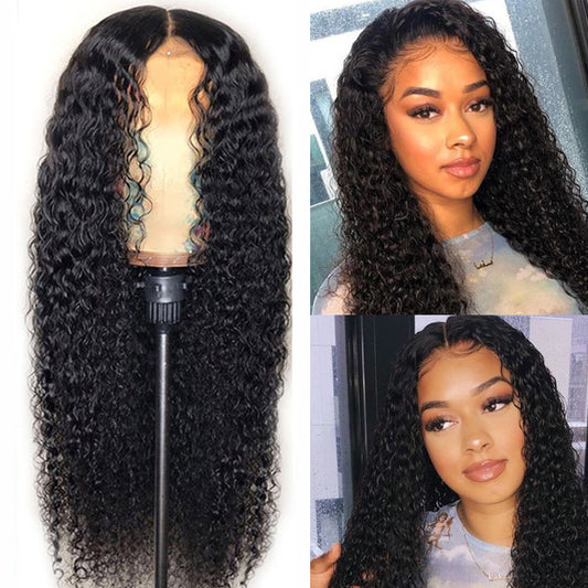 Foreign Trade Europe And The United States Wigs Female African Small Curly Hair Fashion Split Long Curly Hair Human Wig Headgear In Stock