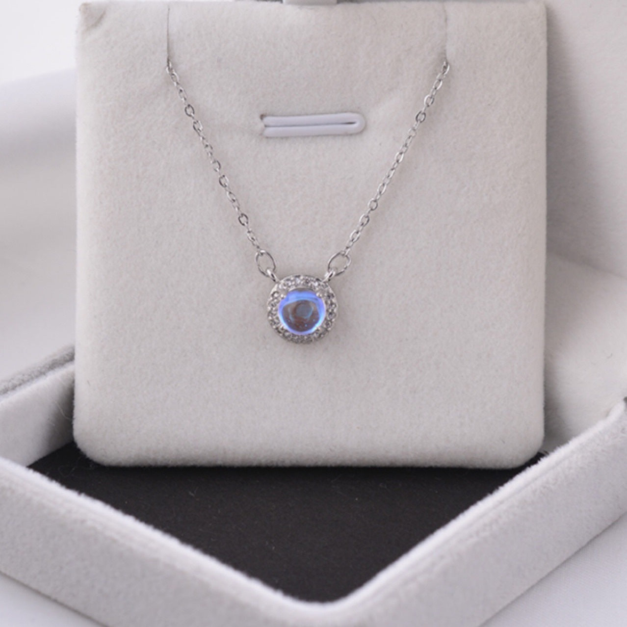 925 Silver Necklace Moonstone Micro-inlaid Full Diamond