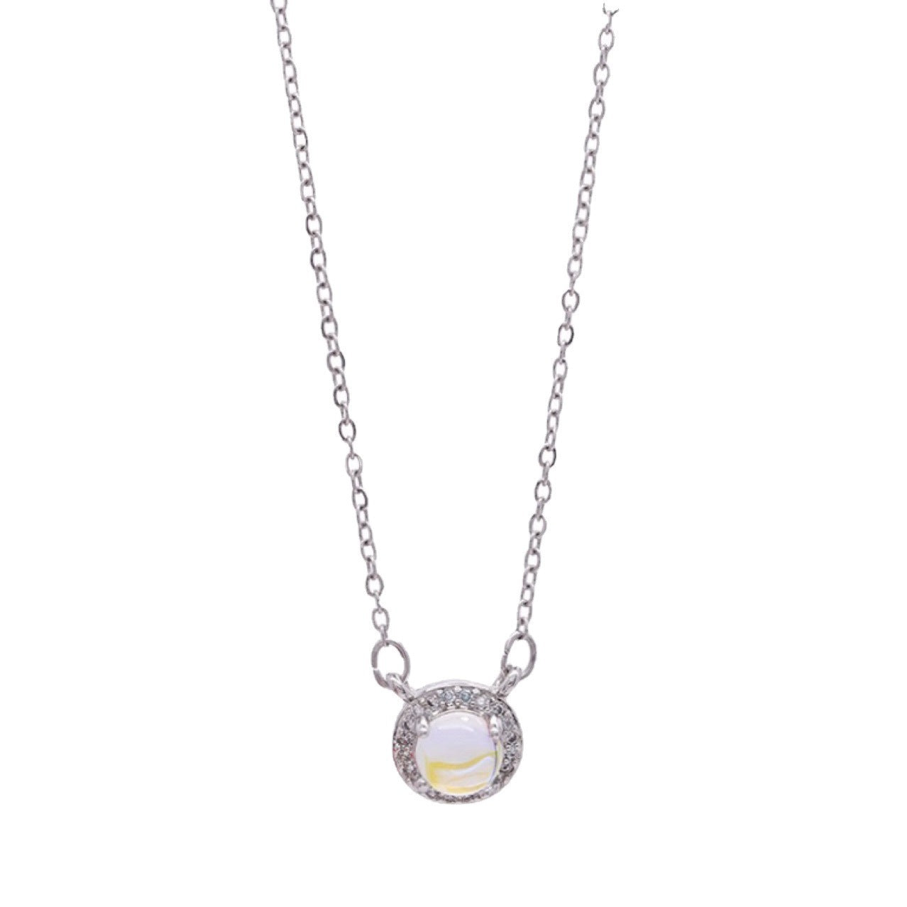 925 Silver Necklace Moonstone Micro-inlaid Full Diamond