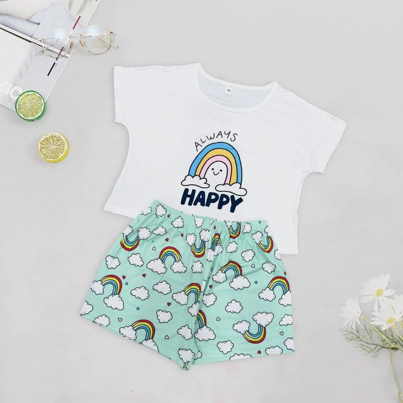 Ladies Vest Short Sleeve Shorts Cotton Pajama Set