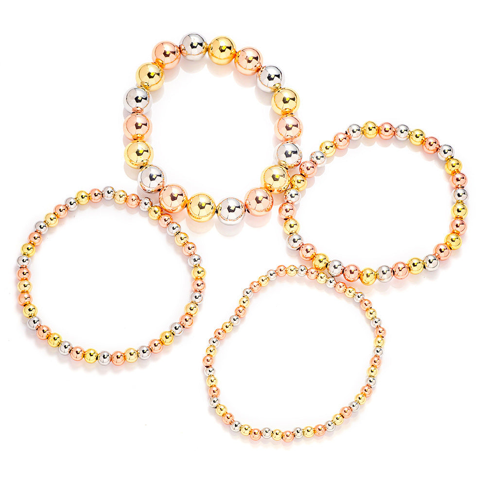 Copper Bead Bracelet Three Colors Copper Bead Elastic Adjustable All-match Bracelet Women