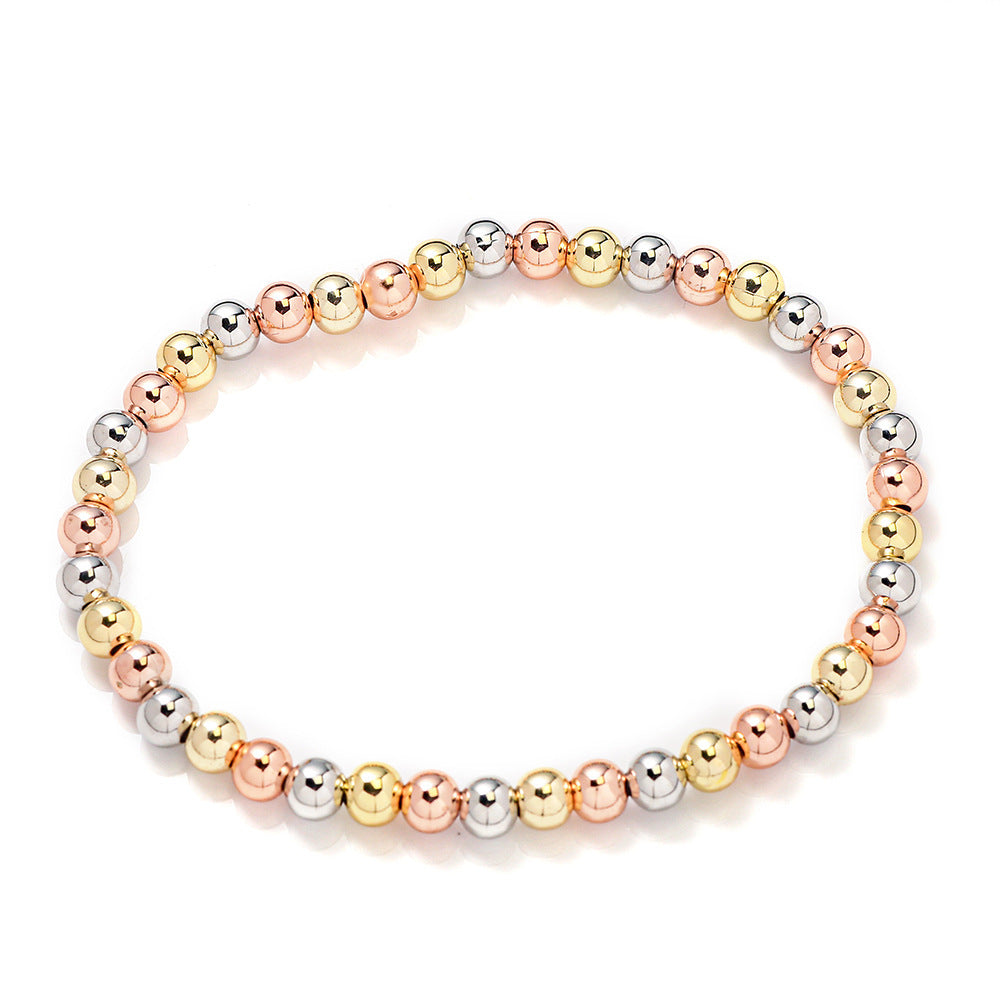 Copper Bead Bracelet Three Colors Copper Bead Elastic Adjustable All-match Bracelet Women