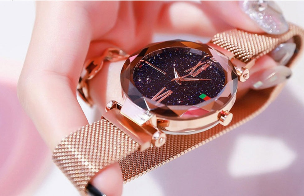 Starry Sky Women's Watch With Magnet Mesh And Diamond Quartz Watch