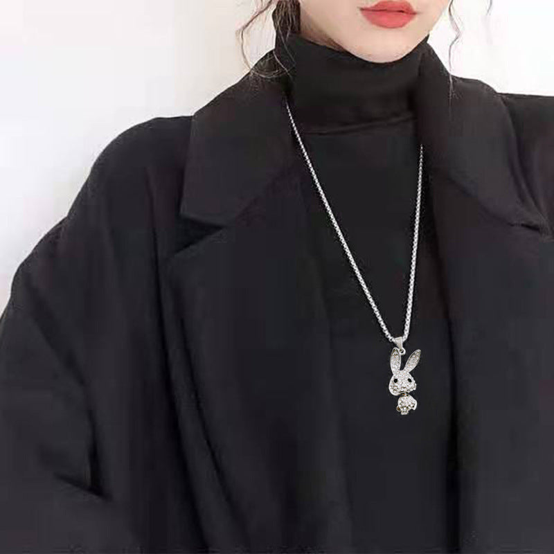 Silver Fishbone Necklace Set With Diamond All Match Student Net Red Accessories