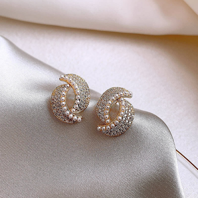 Full-jeweled Stud Earrings Women