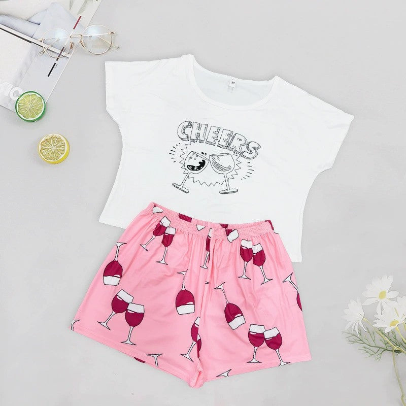 Ladies Vest Short Sleeve Shorts Cotton Pajama Set