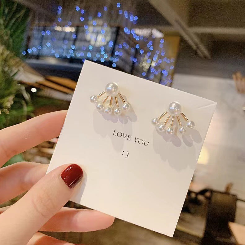 Pearl Personality And Fashion Fan Shaped Stud Earrings