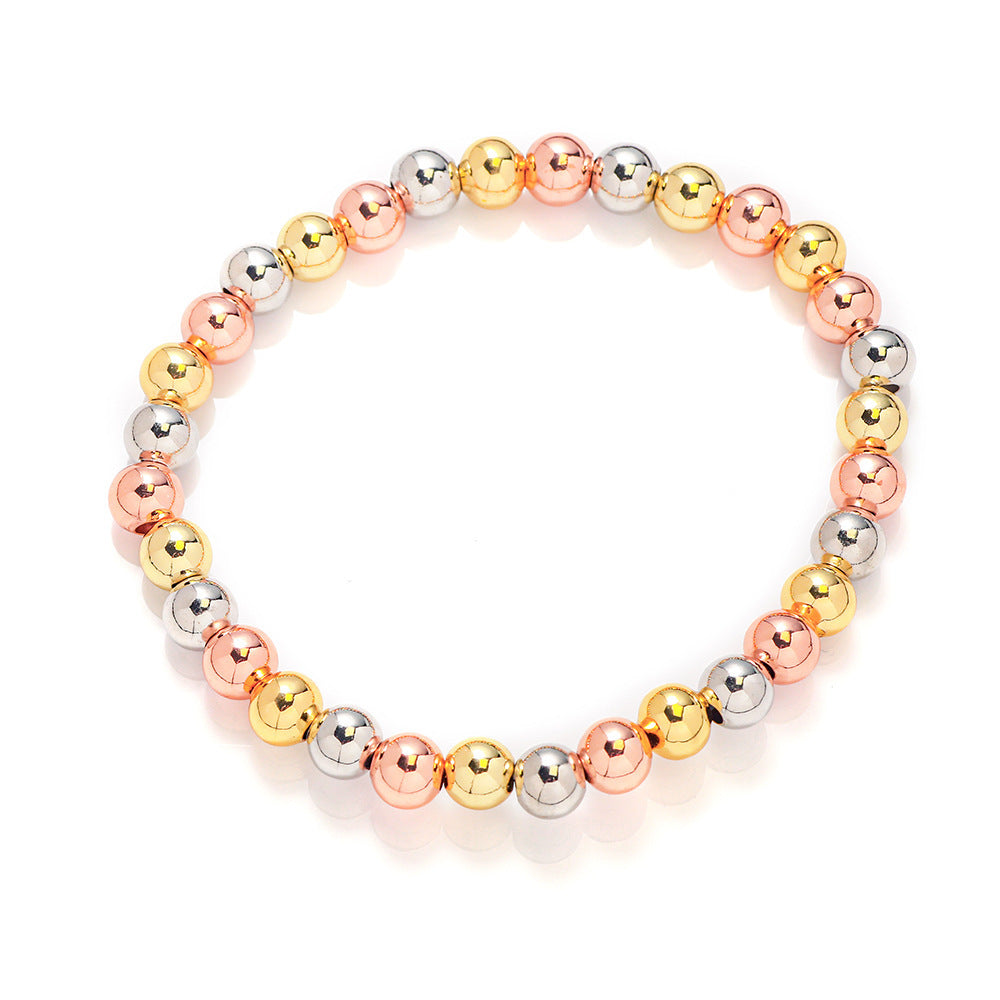 Copper Bead Bracelet Three Colors Copper Bead Elastic Adjustable All-match Bracelet Women