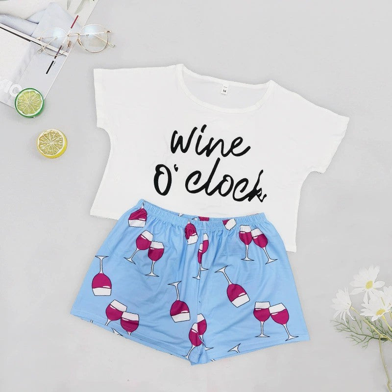 Ladies Vest Short Sleeve Shorts Cotton Pajama Set