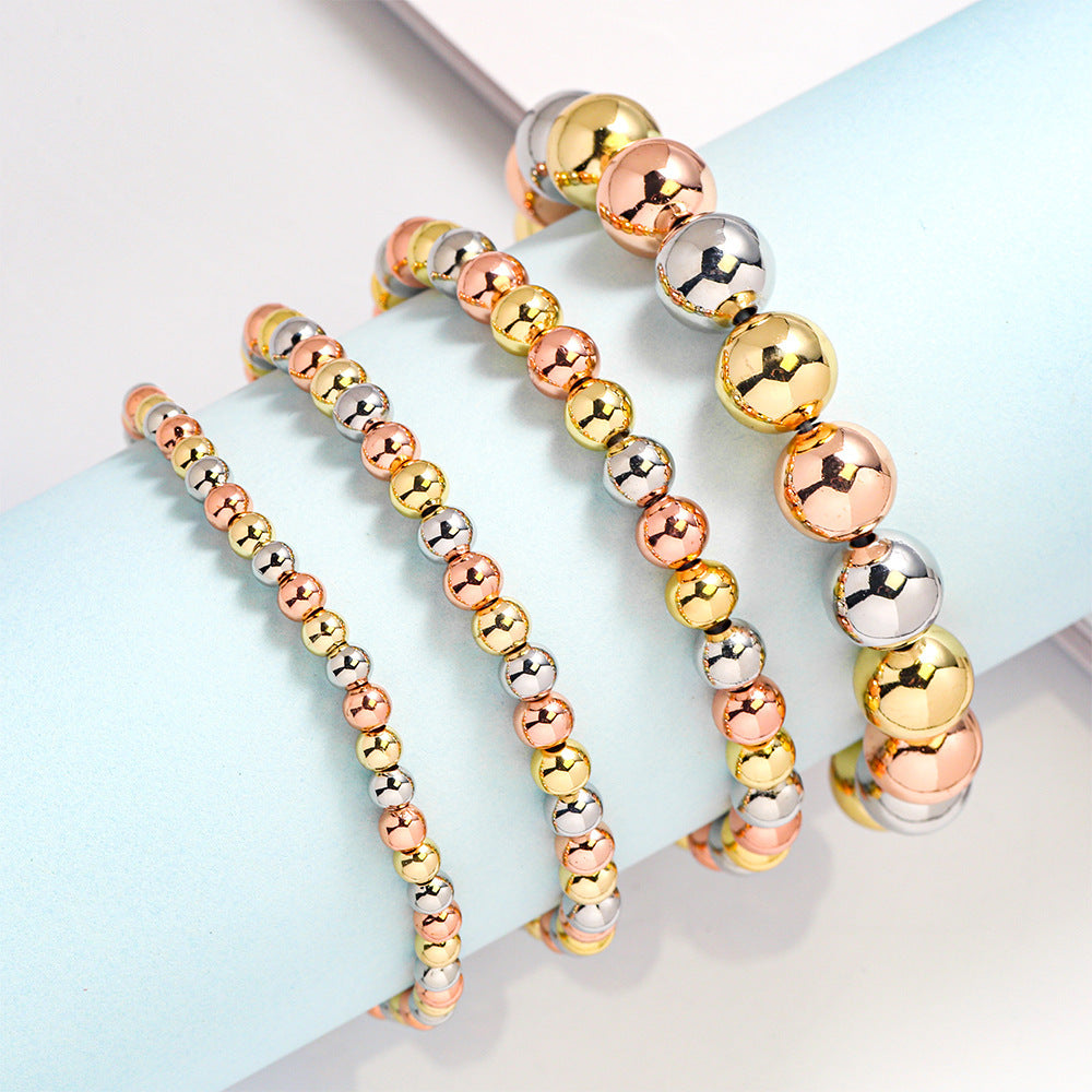 Copper Bead Bracelet Three Colors Copper Bead Elastic Adjustable All-match Bracelet Women