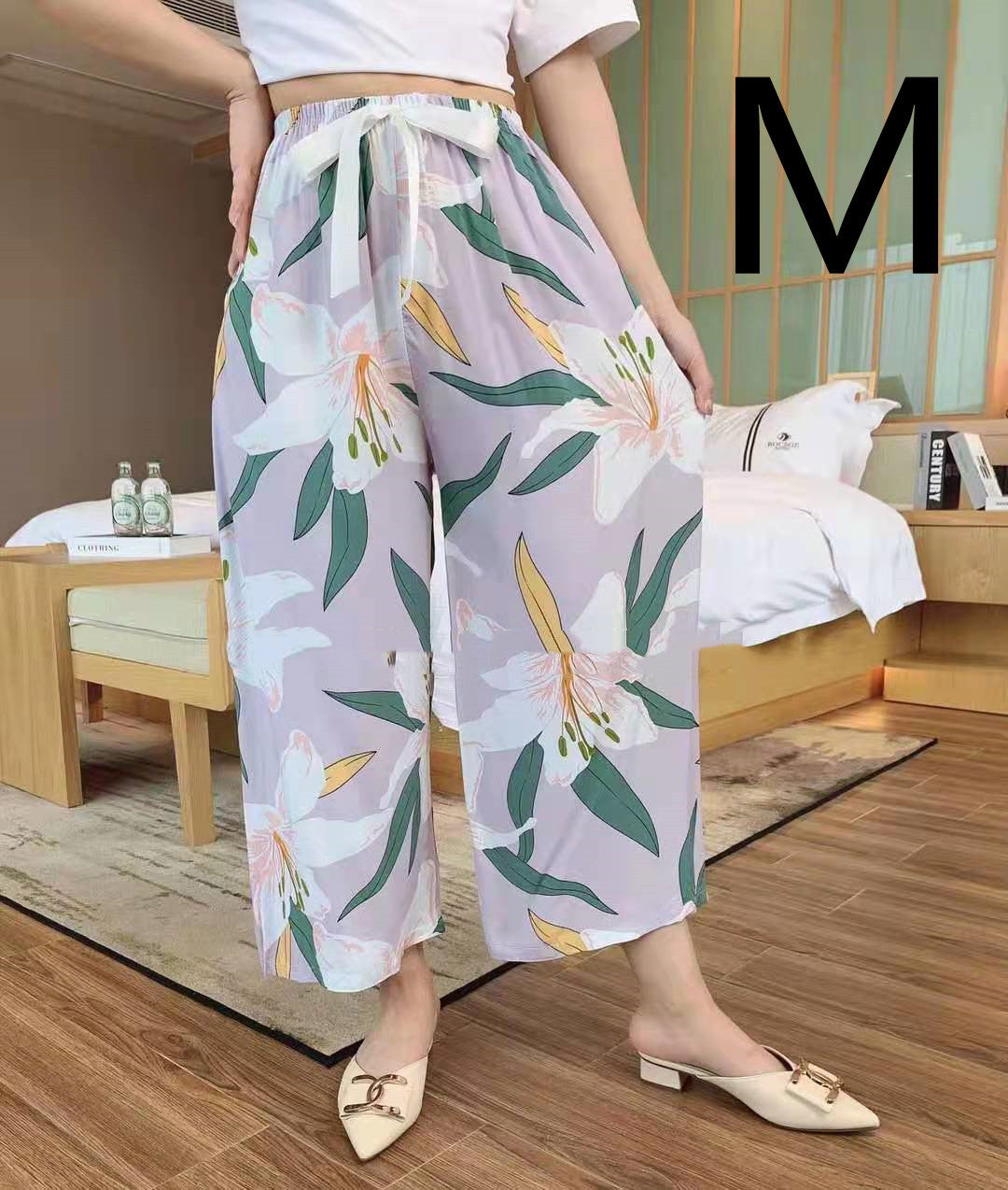 Cotton Silk Pajama Pants, Thin Cotton Silk Wide-leg Pants, Home