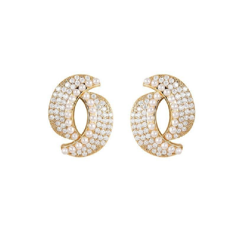 Full-jeweled Stud Earrings Women