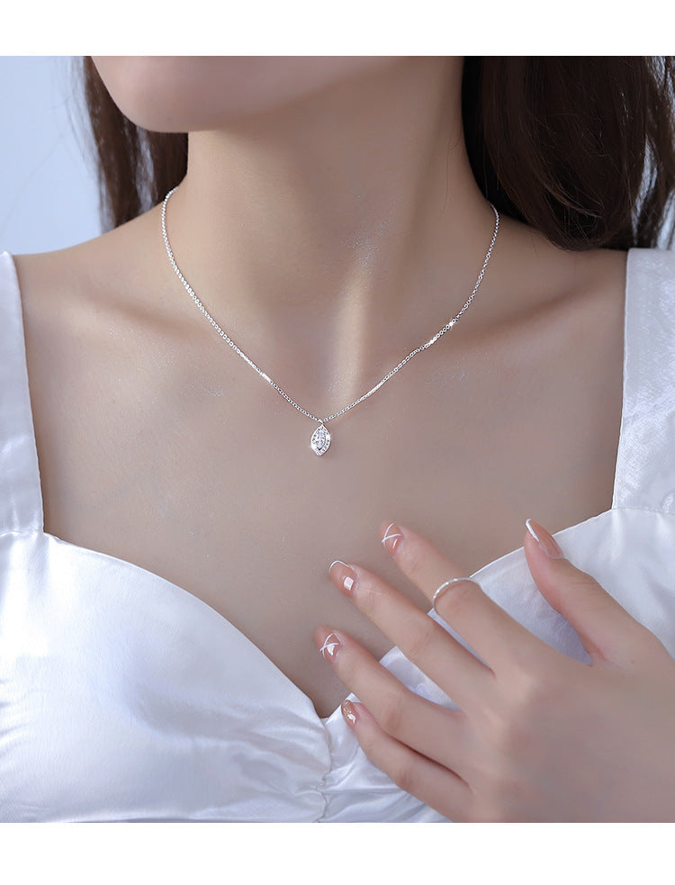 S925 Sterling Silver Diamond Water Drop Necklace Female Clavicle Chain