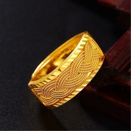Stylish Adjustable Gold-plated Burlap Texture Ring