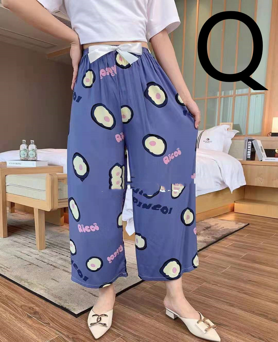 Cotton Silk Pajama Pants, Thin Cotton Silk Wide-leg Pants, Home