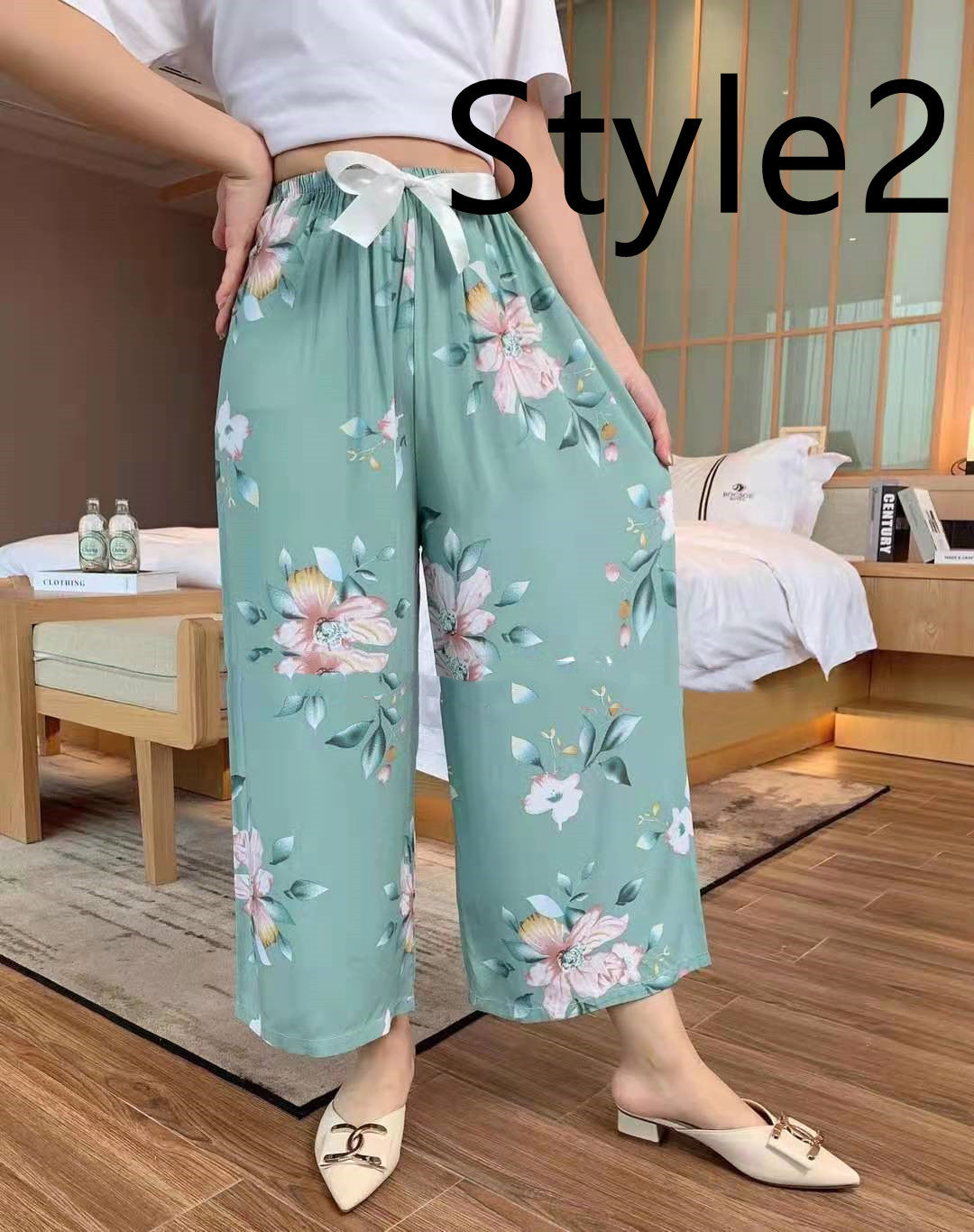 Cotton Silk Pajama Pants, Thin Cotton Silk Wide-leg Pants, Home