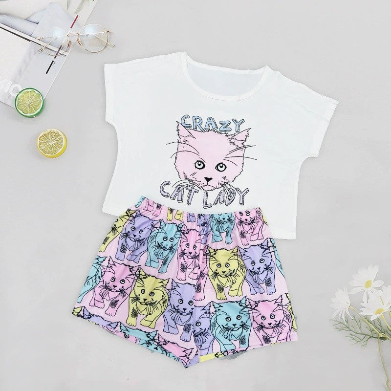 Ladies Vest Short Sleeve Shorts Cotton Pajama Set