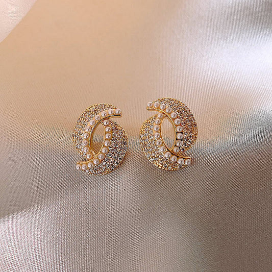 Full-jeweled Stud Earrings Women