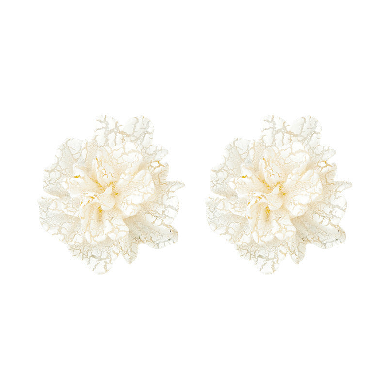 White Camellia Flower Special Interest Light Luxury Earrings