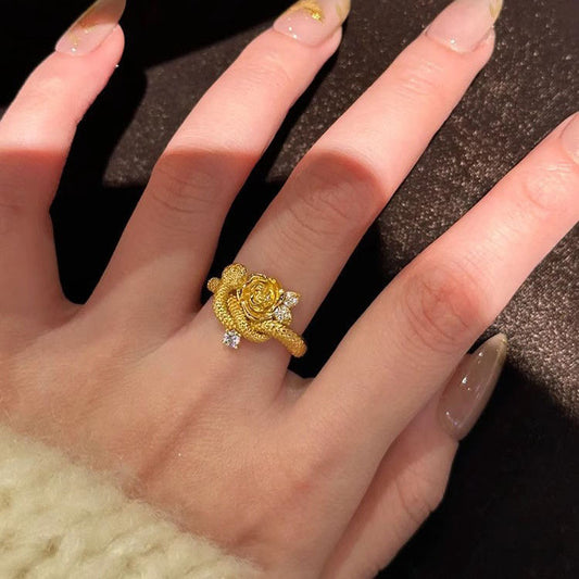Golden Rose Middle Ancient Snake Ring Female Fashion