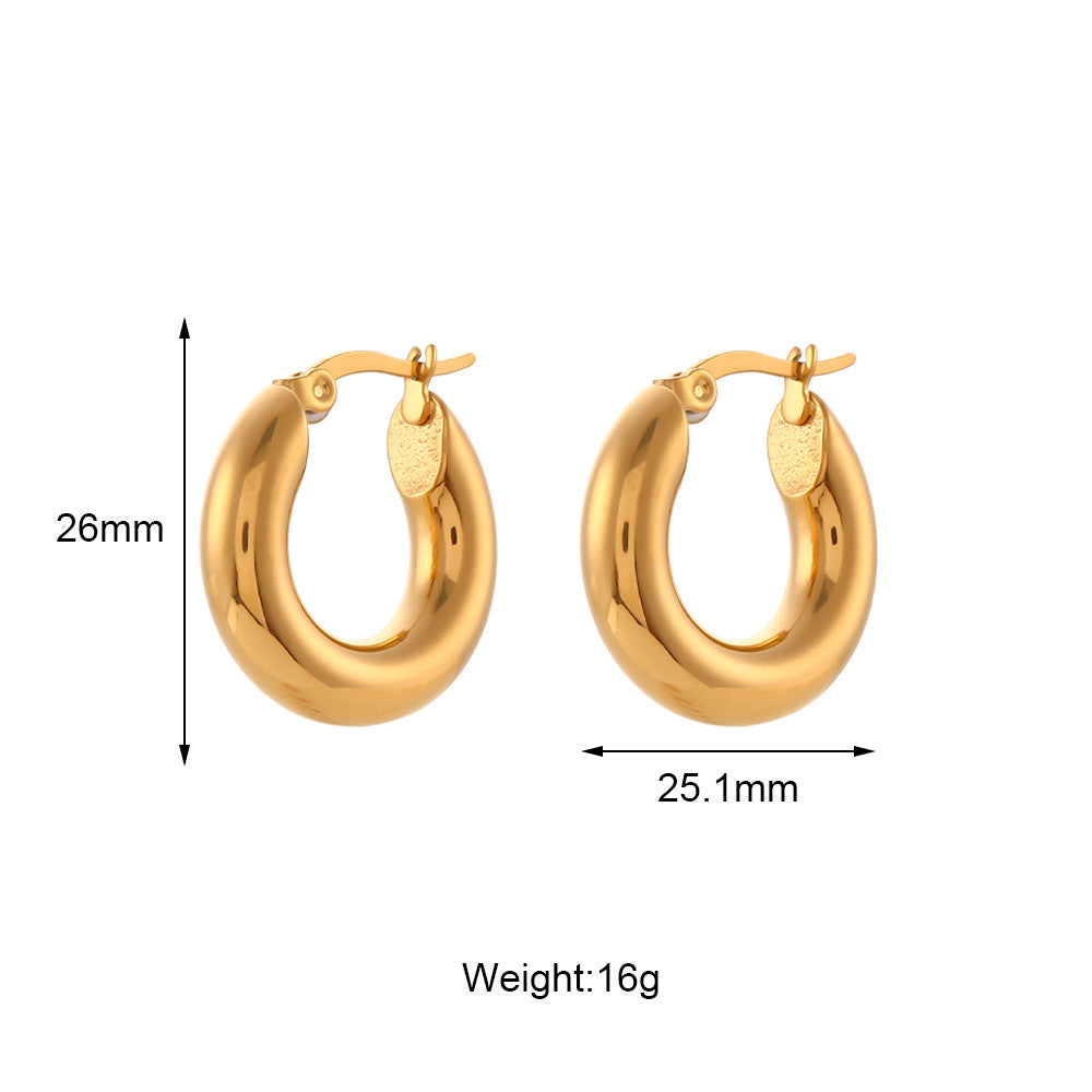 Cylindrical Hollow Ear Ring Women