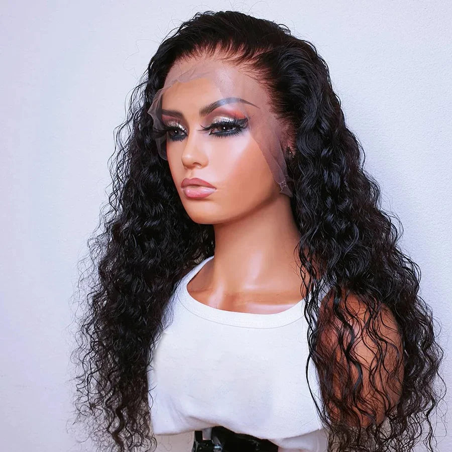 Kinky Curly Lace Wigs Natural Black Curly 13X4 Lace Front Wigs Highlight Ombre Brown Synthetic Wigs T Part Pre Plucked Baby Hair