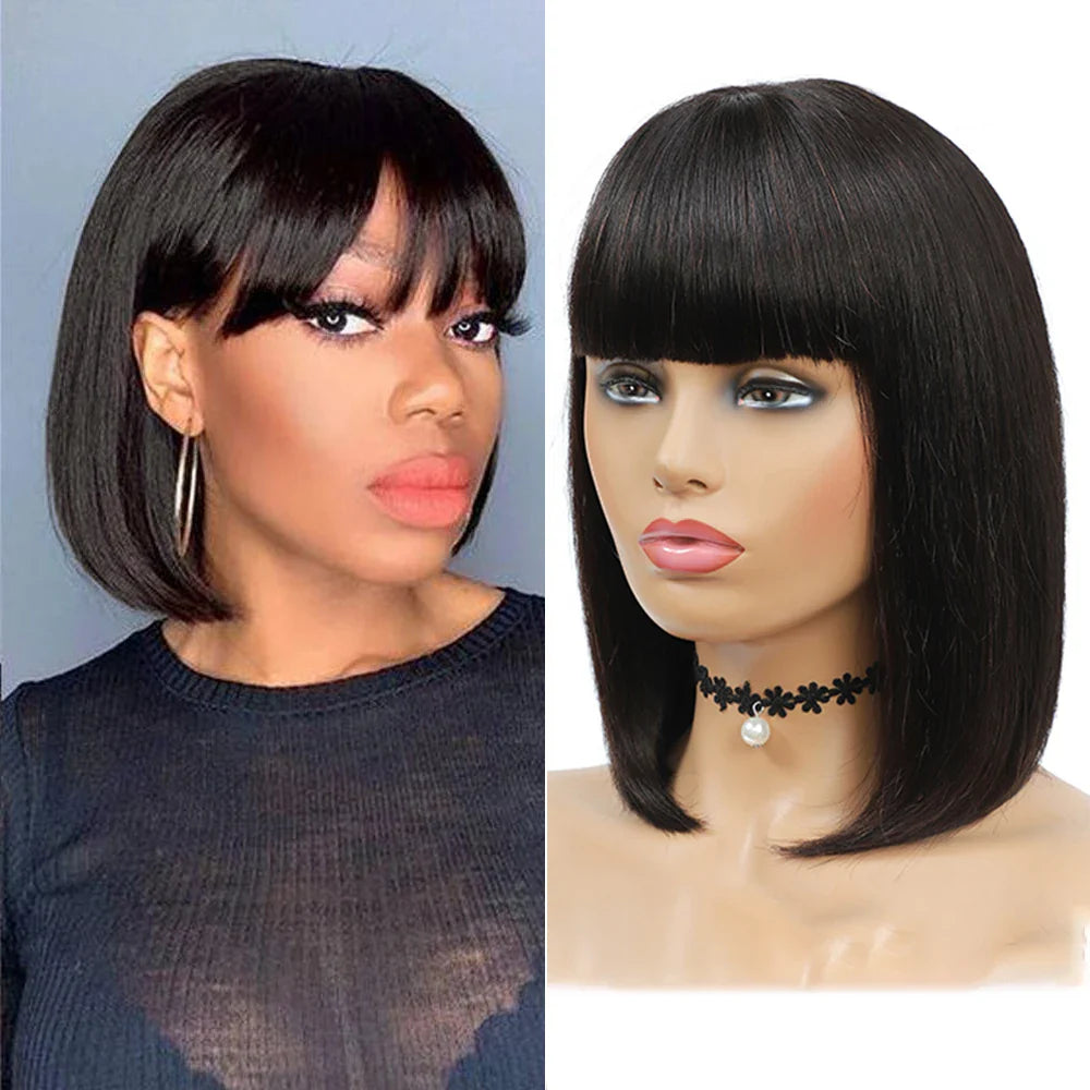 Long Straight Hair Wigs With Bangs Burg Blonde Natural Color Brazilian 9A Remy Human Hair Full Machine Wigs 8-28In EUPHORIA