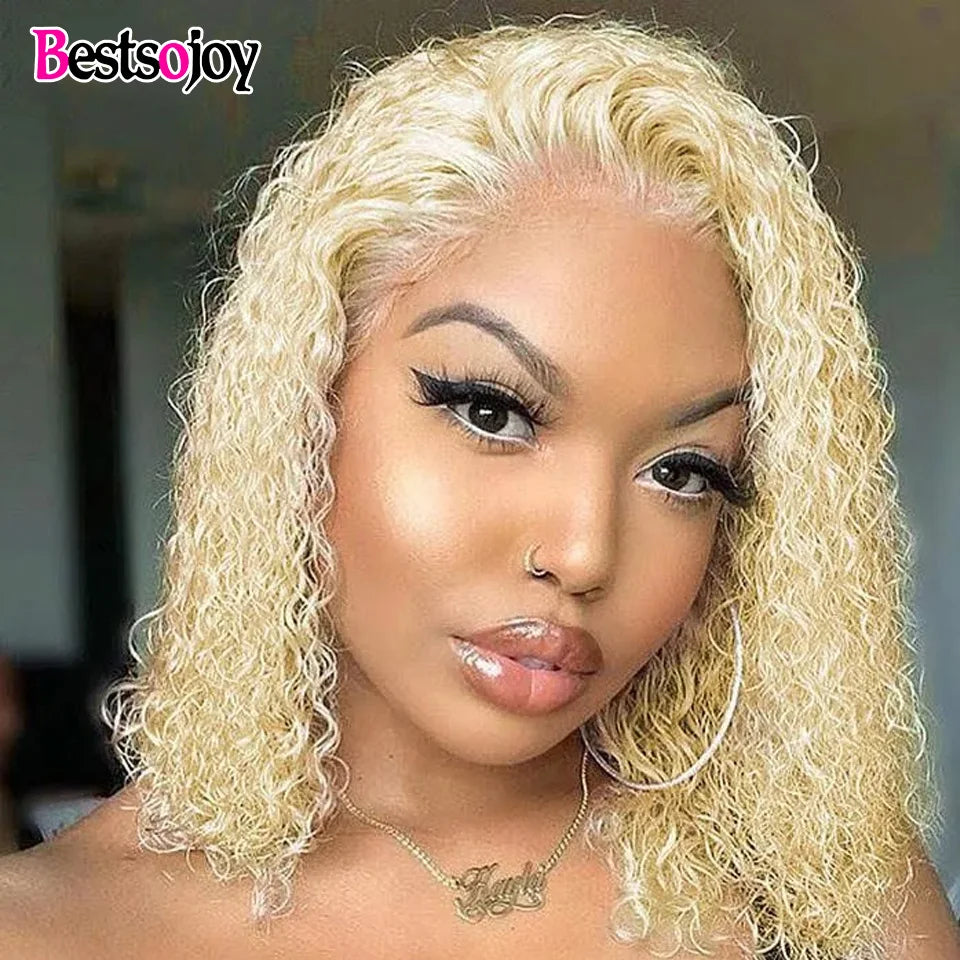Ginger 613 Short Curly Bob Wig 13x4 Lace Front Human Hair Wigs Ombre Burgundy Colored Brazilian Hair Wigs 4x4 Closure Wig Remy