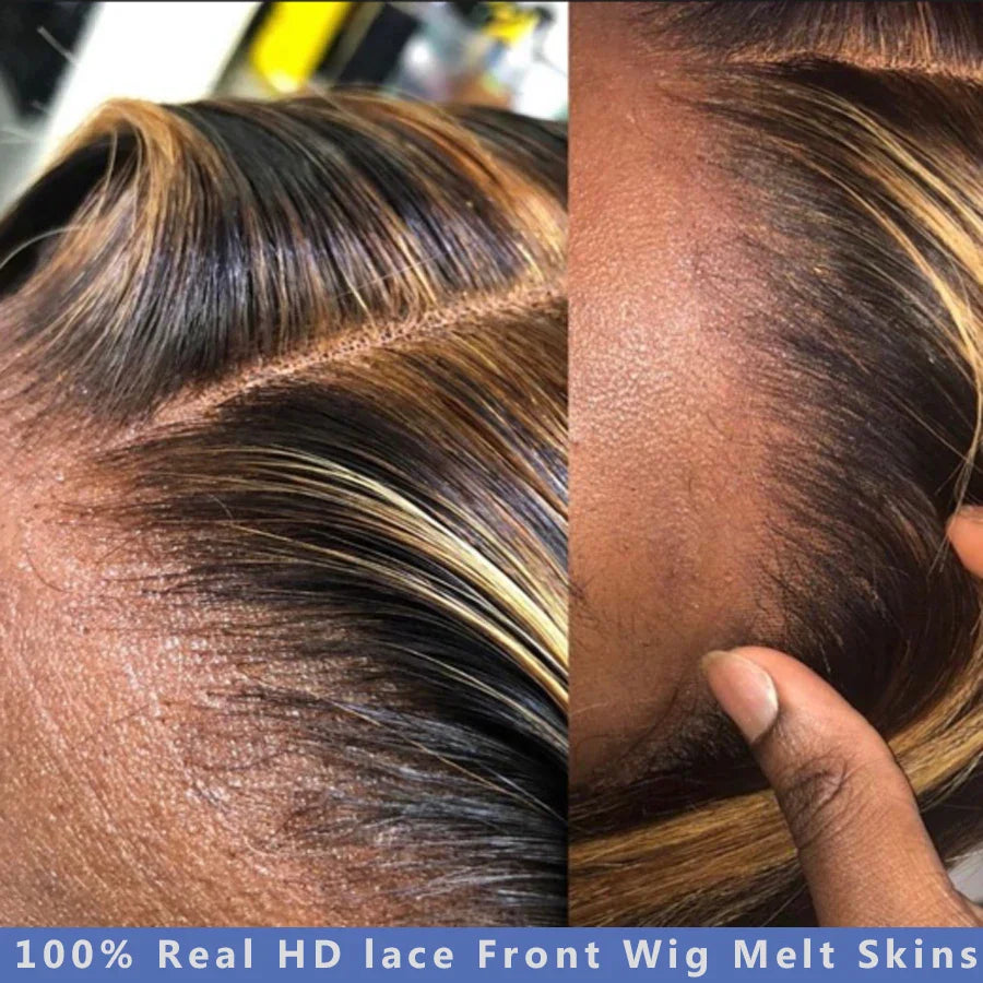 Wow Angel 250% 13x4 HD Lace Frontal Wigs Body Wave Highlight Wig Pre Plucked Melt Skin Full Lace Frontal Wig HD Lace Closure Wig