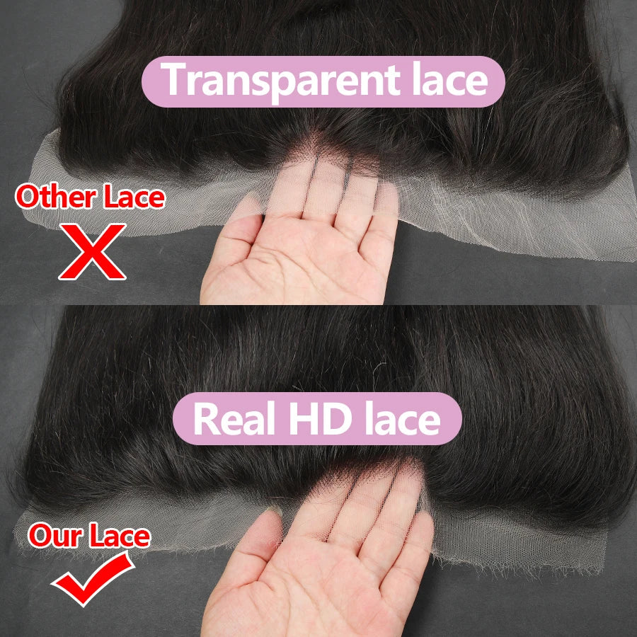 WOW ANGEL HD Lace 5x5 6x6 13x4 13x6 HD Lace Frontal Only Melt Skin Straight Hair Pre Plucked invisible HD Lace Closure Only