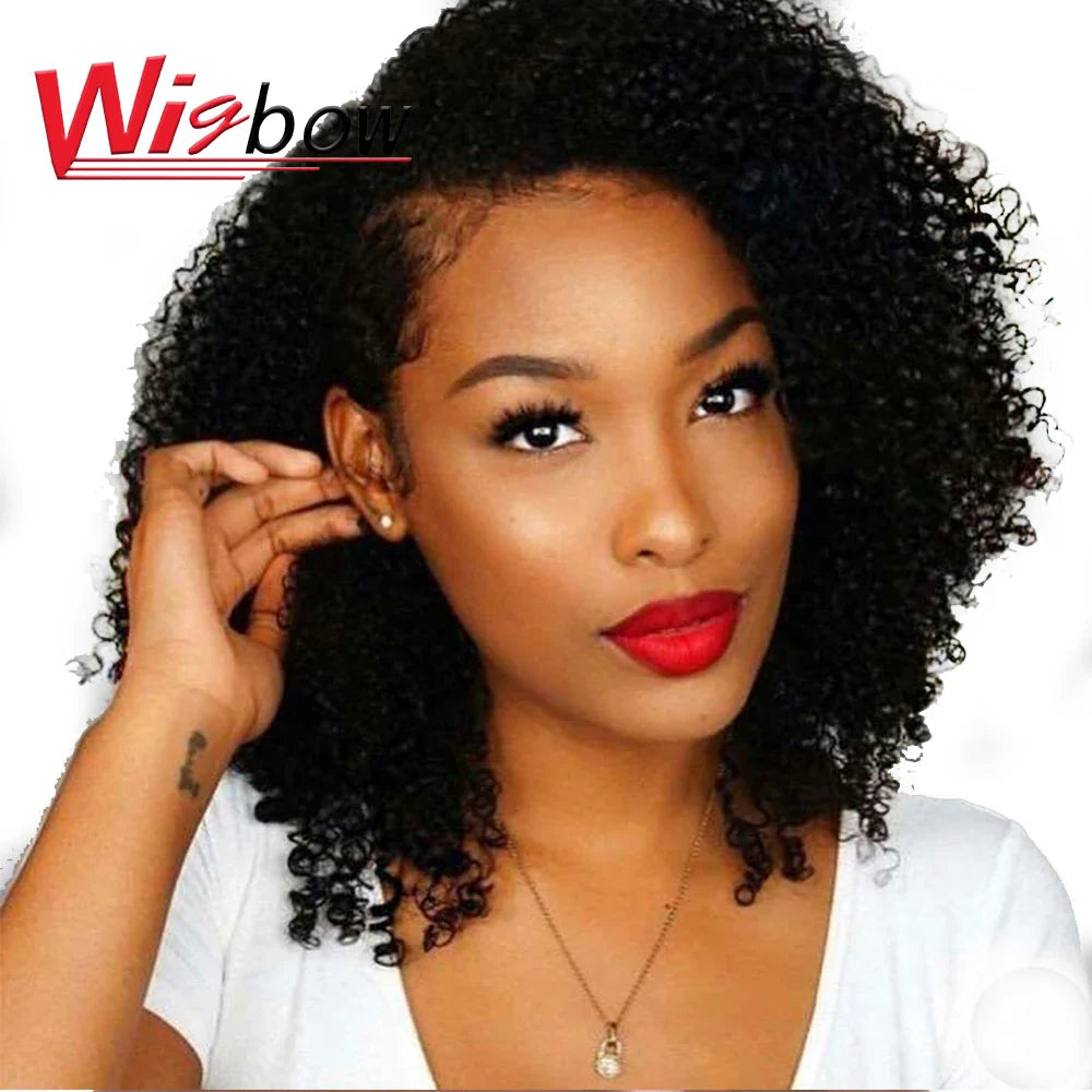 Short Kinky Curly Wig 4*4 Lace Closure Wig For Women Brazilian Human Hair Ombre Closure Wigs T1B 99J 30 Remy Hair Lace Wigs