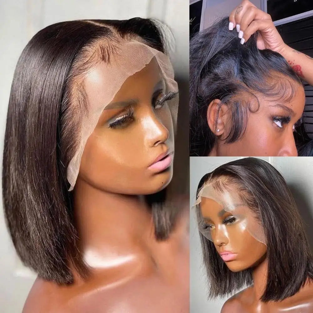 Small/ Large Cap Size Straight Bob Wig Lace Front Human Hair Wig Brazilian 13x4 Lace Frontal Wig Pre Plucked Remy Short Bob Wig