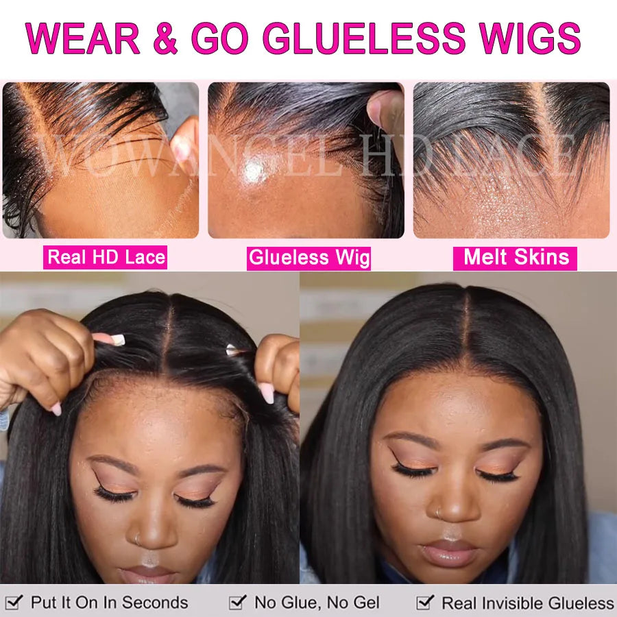 Wow Angel 250% Short Bob Wigs Glueless Wigs Ready to Go 5x5 HD Lace Closure Human Hair Wigs Pre Plucked Melt All Skins For Woman