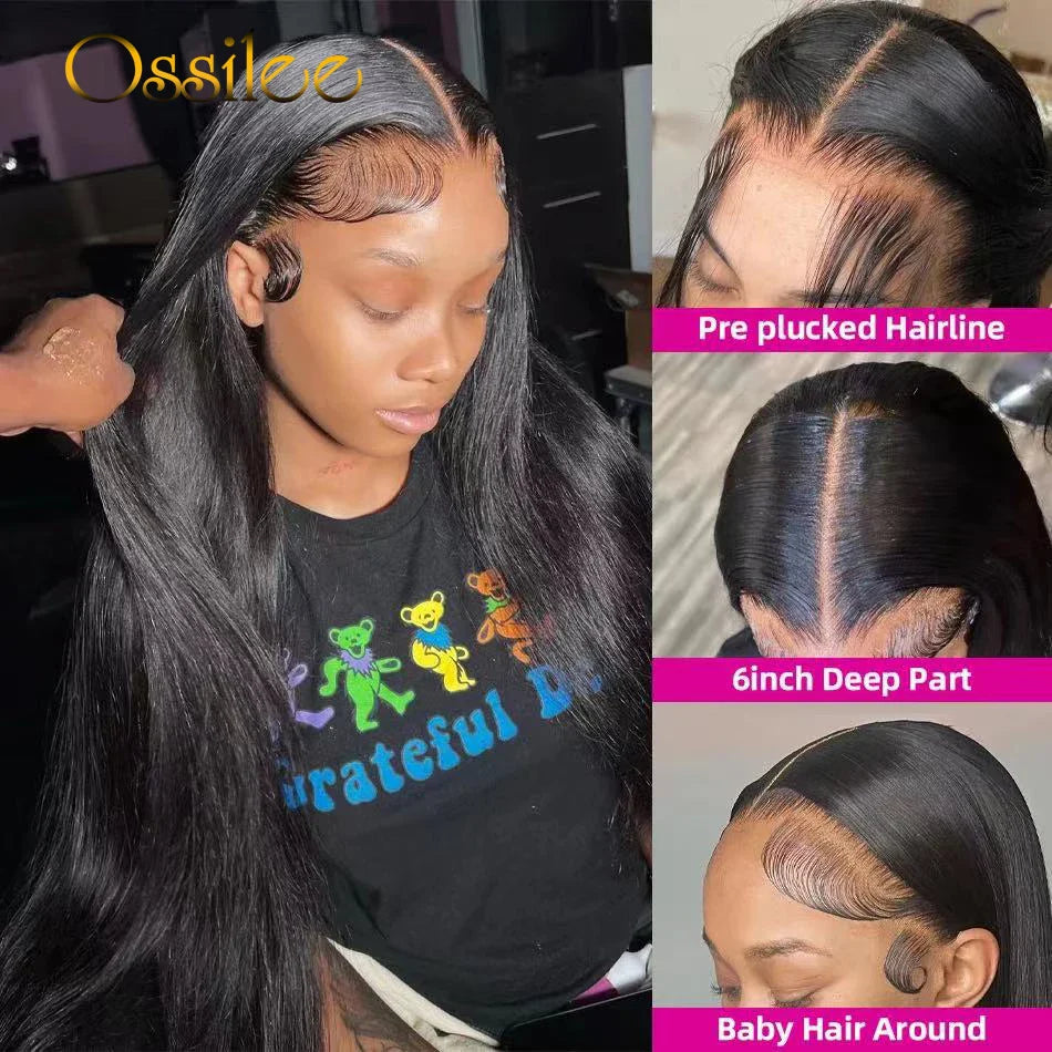 5x5 HD Lace Closure Wig Straight Glueless Wig Human Hair Brazilian 6x6 Lace Closure Wig Pre Plucked Ossilee Hair Wig